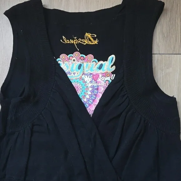 Desigual Black Dress with Colorful Embroidery size M - Picture 6 of 12